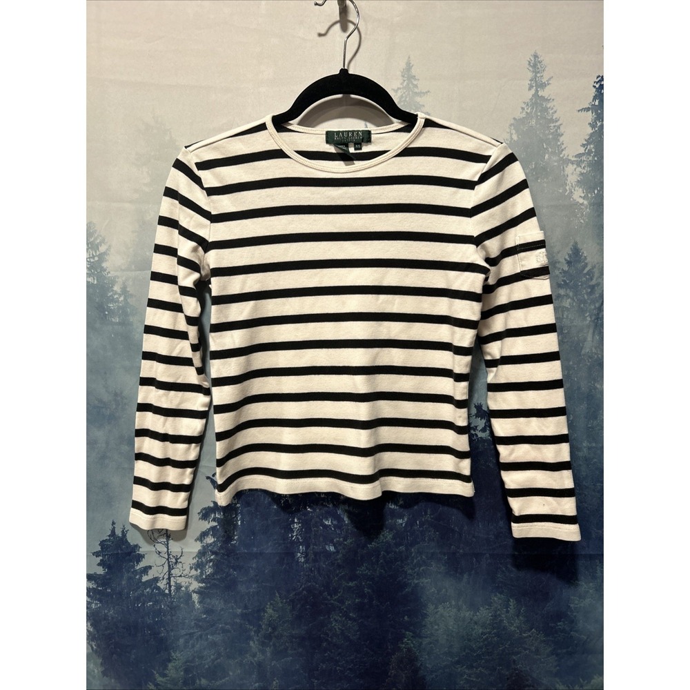 Vintage Lauren Ralph Lauren Women Striped Long Sleeve Tee PS